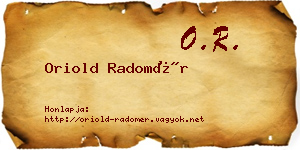 Oriold Radomér névjegykártya